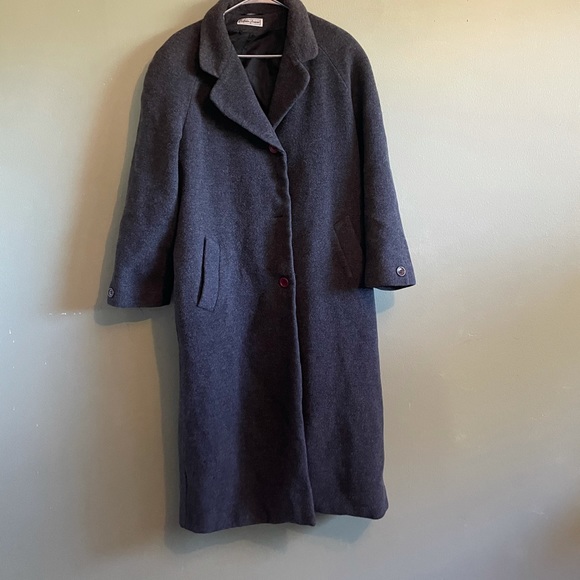 Furry Gray Coat w/ purple buttons - Picture 2 of 4